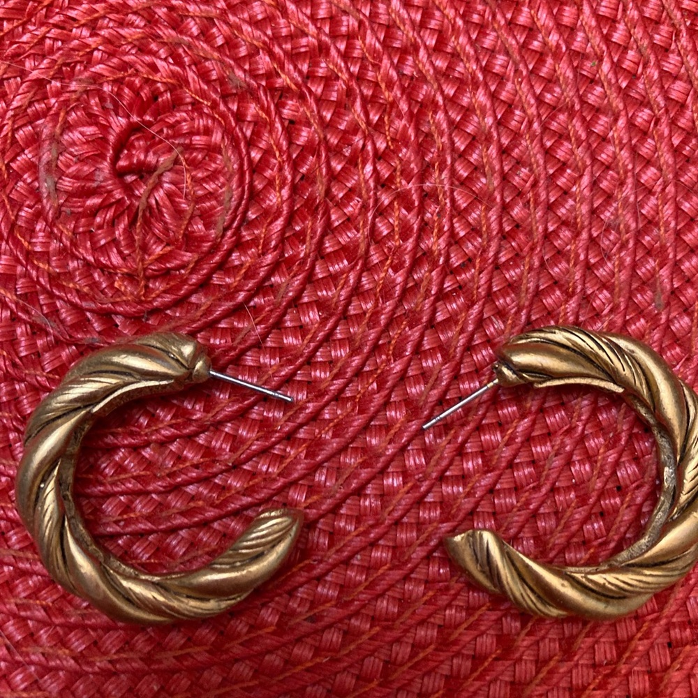 Bundle 5, get 20% off - Vintage Brass Twisted Hoop Earrings
